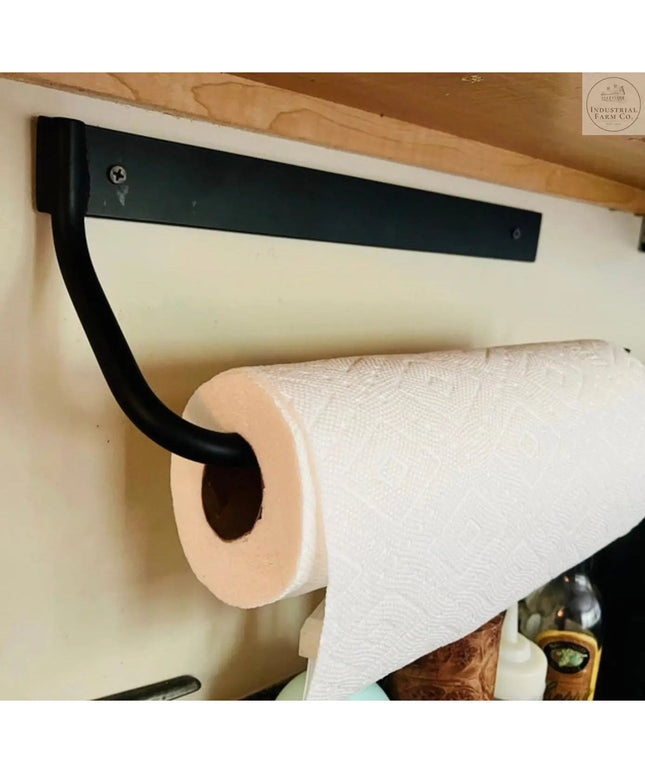 The Hyde Hall Paper Towel Holder Paper Towel Holder Open on the Left Finish Black Powder Coat | Industrial Farm Co