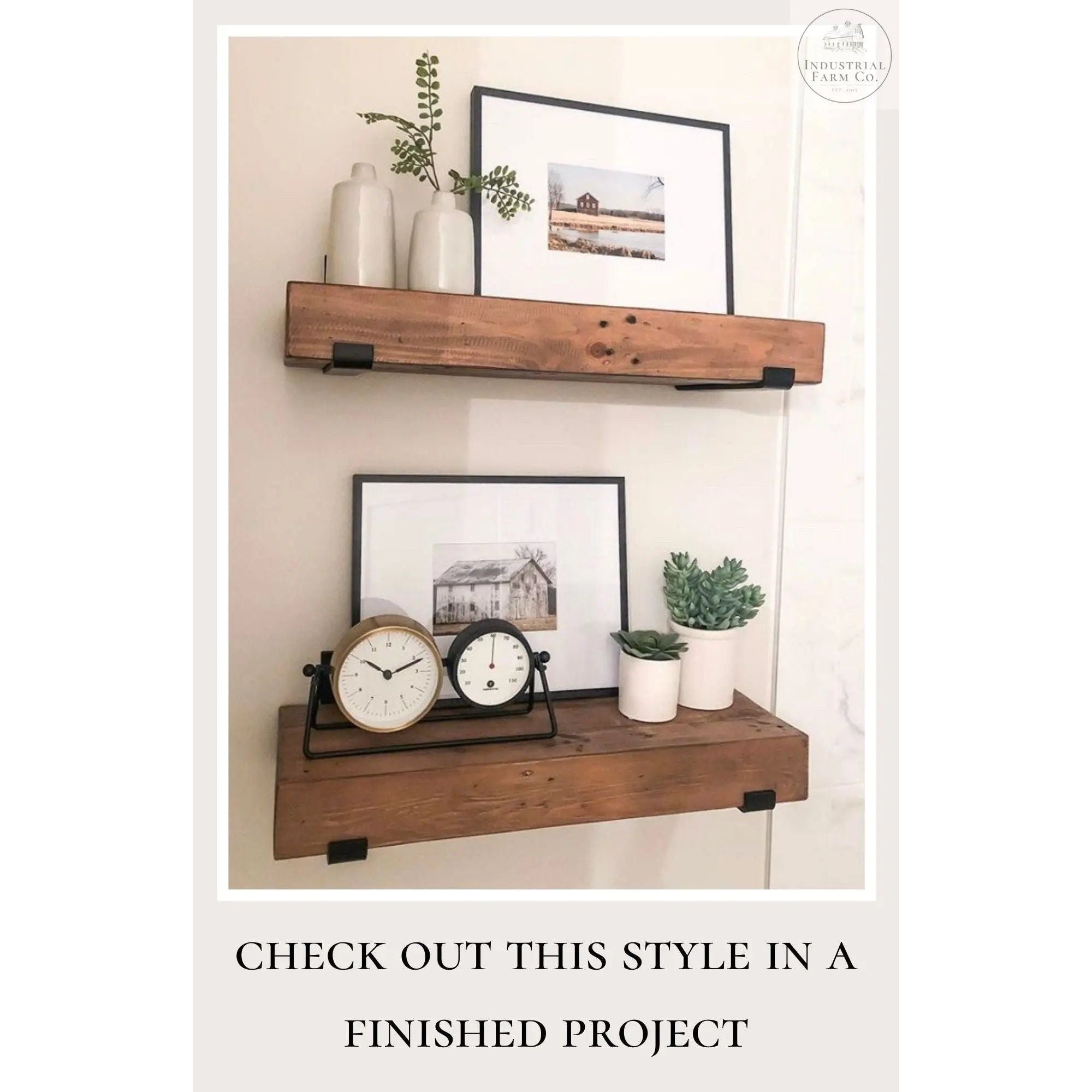 The Jane Shelf Brackets  - 6" Deep Powder Coated Black (Set of 2) | Industrial Farm Co