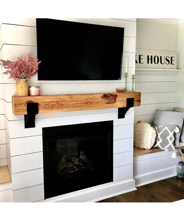 Kudlick Farmhouse Mantel Bracket Brackets/Corbels 6" Depth x 6" Wall Mount Length Finish Black Powder Coat | Industrial Farm Co