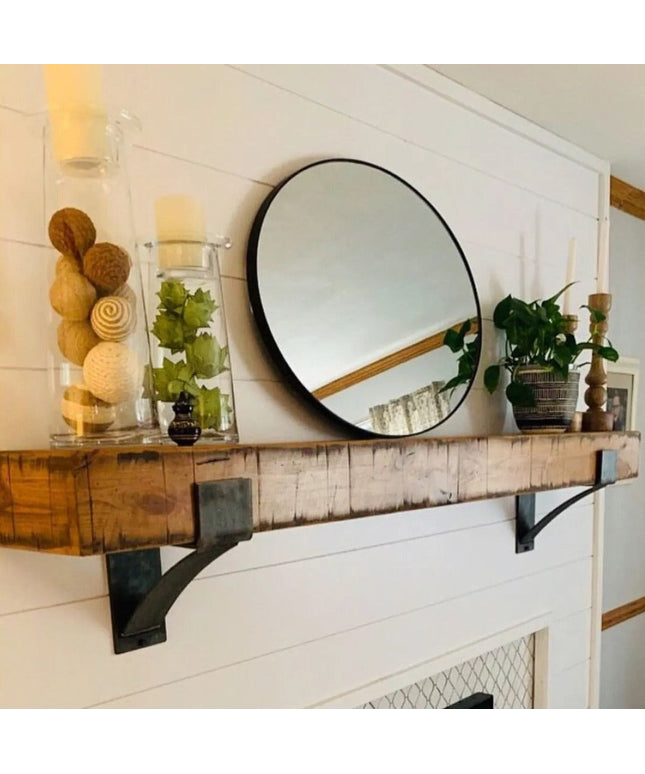 Kudlick Farmhouse Mantel Bracket Brackets/Corbels 6" Depth x 8" Wall Mount Length Finish Raw - Uncoated Metal | Industrial Farm Co