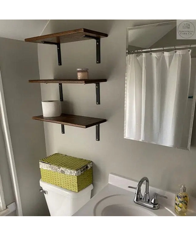 The Lafayette L Shelf Brackets Shelf Support 4" Depth x 4" Wall Mount Length Finish Black Powder Coat | Industrial Farm Co