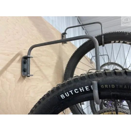 The Logan Wall Mounted Bike Rack Hook Fat Bike Rim Finish Silver Powder Coat | Industrial Farm Co