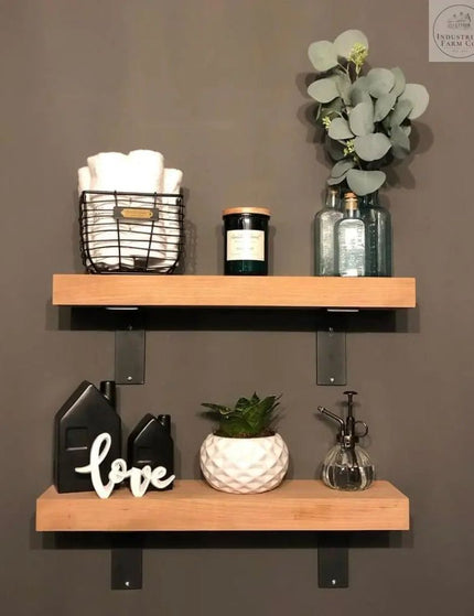 The Lucas L Bracket Shelf Support 4" Depth x 4" Wall Mount Length Finish Gold Powder Coat | Industrial Farm Co