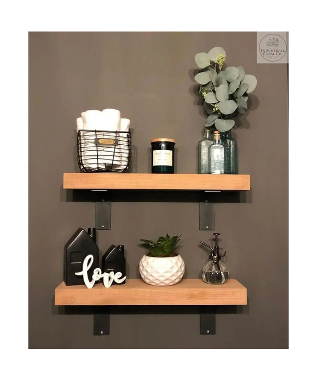 The Lucas L Bracket Shelf Support 4" Depth x 4" Wall Mount Length Finish Gold Powder Coat | Industrial Farm Co