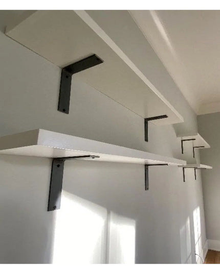 The Lucas L Bracket Shelf Support 5" Depth x 5" Wall Mount Length Finish Black Powder Coat | Industrial Farm Co
