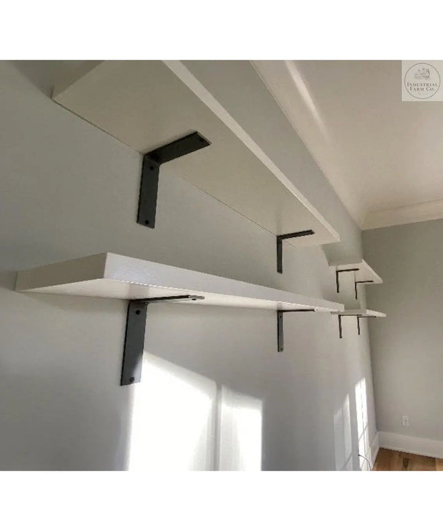 The Lucas L Bracket Shelf Support 5" Depth x 5" Wall Mount Length Finish Black Powder Coat | Industrial Farm Co