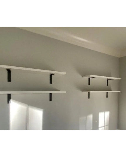 The Lucas L Bracket Shelf Support 5" Depth x 5" Wall Mount Length Finish Gold Powder Coat | Industrial Farm Co