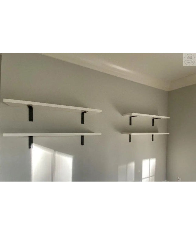 The Lucas L Bracket Shelf Support 5" Depth x 5" Wall Mount Length Finish Gold Powder Coat | Industrial Farm Co