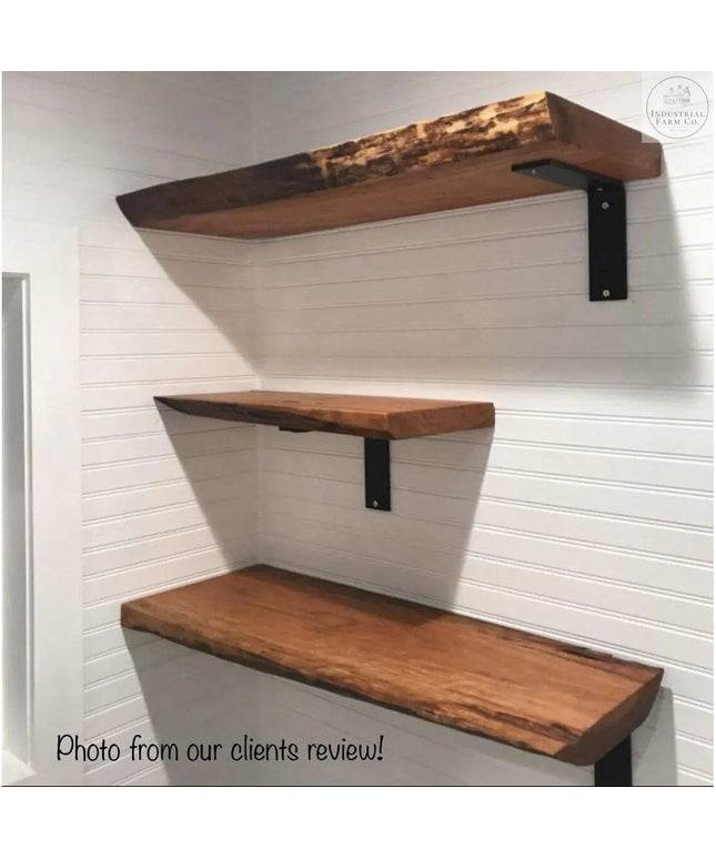 The Lucas L Bracket Shelf Support 5" Depth x 5" Wall Mount Length Finish Silver Powder Coat | Industrial Farm Co