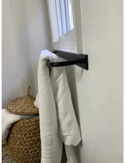 The Oswego Modern Bathroom Towel Bar Towel Bar 12" Wall Mount Length Finish Black Powder Coat | Industrial Farm Co