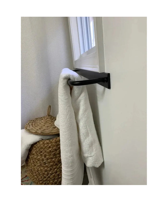 The Oswego Modern Bathroom Towel Bar Towel Bar 12" Wall Mount Length Finish Black Powder Coat | Industrial Farm Co