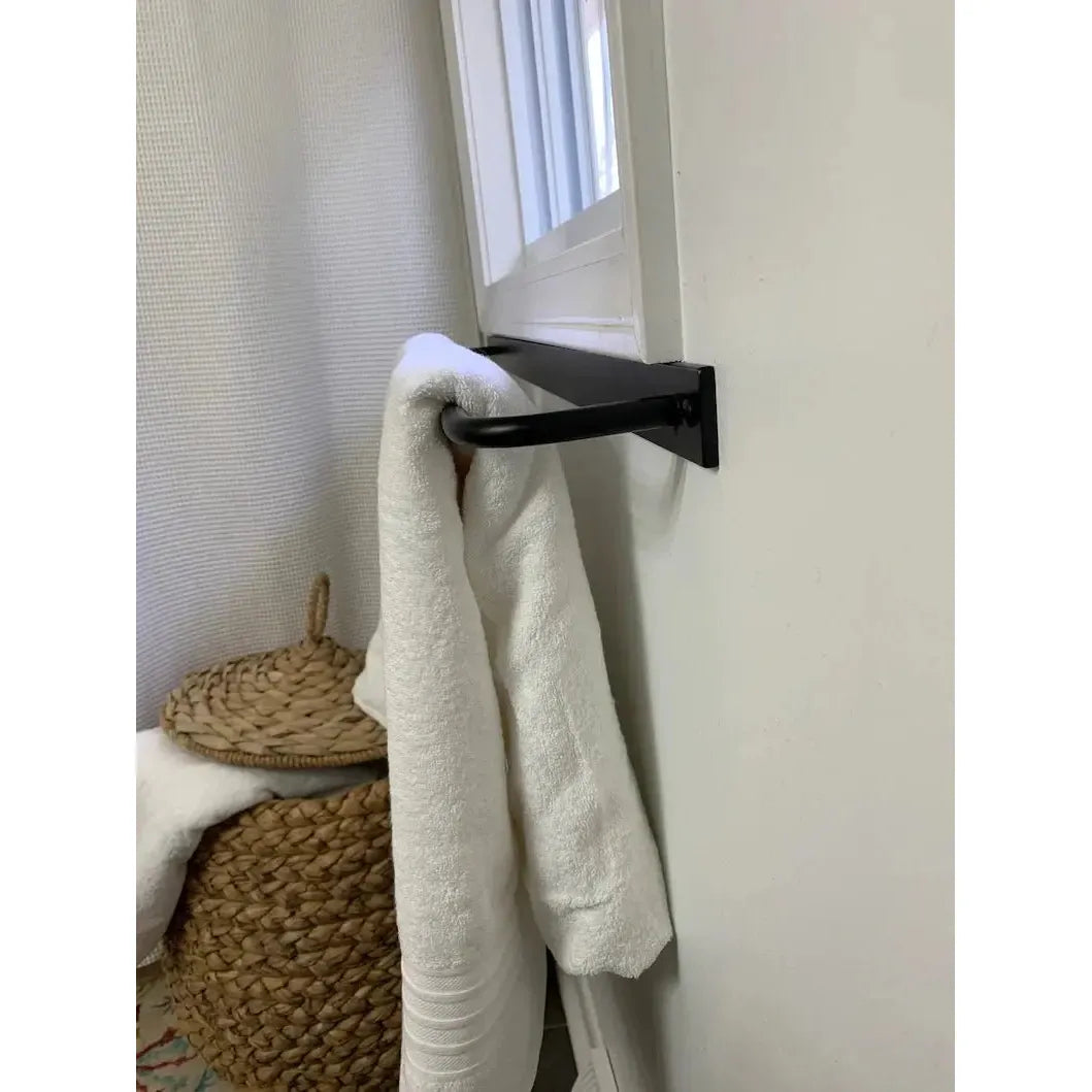 The Oswego Modern Bathroom Towel Bar Towel Bar 12" Wall Mount Length Finish Black Powder Coat | Industrial Farm Co