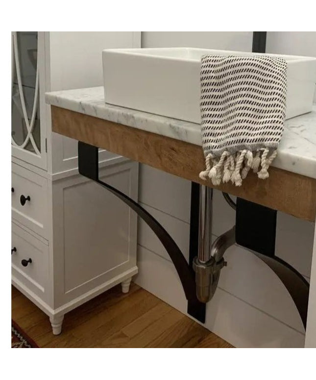 The Rochester Countertop and Desk Supports Brackets/Corbels 8" Depth x 20" Wall Mount Length Finish Black Powder Coat | Industrial Farm Co