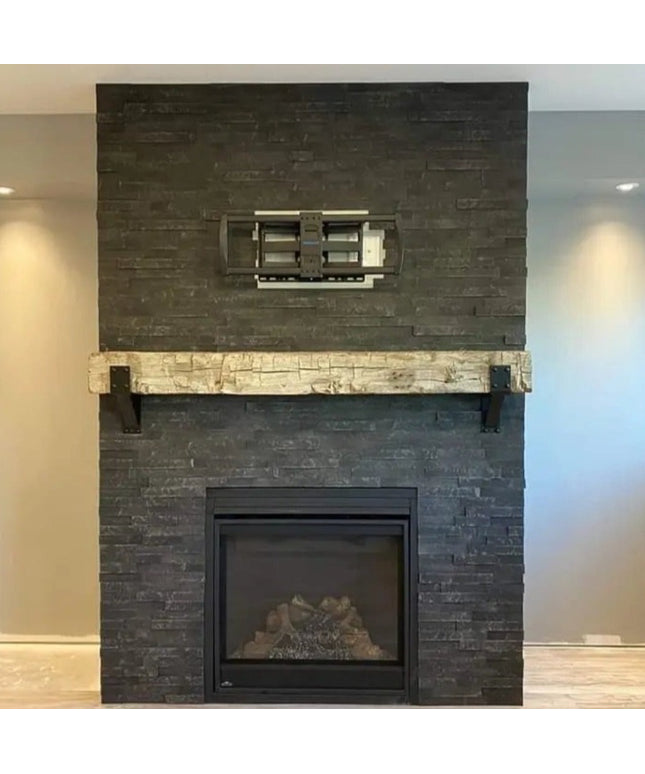 The Spafford Mantel Support Brackets/Corbels 6" Depth x 6" Wall Mount Length Finish Black Powder Coat | Industrial Farm Co