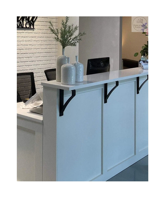 The Syracuse Countertop Supports Brackets/Corbels 8" Depth x 24" Wall Mount Length Finish Black Powder Coat | Industrial Farm Co