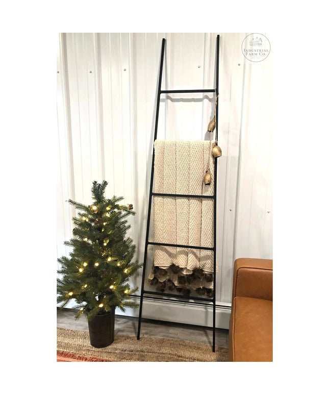The Tapered Michael Farmhouse Ladder Decorative Ladder 4 ft Tall Finish Silver Powder Coat | Industrial Farm Co