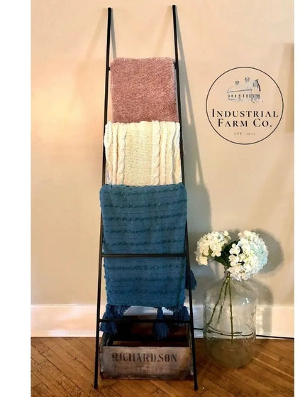 The Tapered Michael Farmhouse Ladder Decorative Ladder 6 ft Tall Finish Raw - Uncoated Metal | Industrial Farm Co