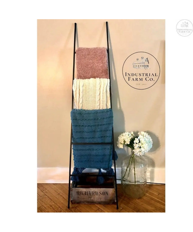 The Tapered Michael Farmhouse Ladder Decorative Ladder 6 ft Tall Finish Raw - Uncoated Metal | Industrial Farm Co