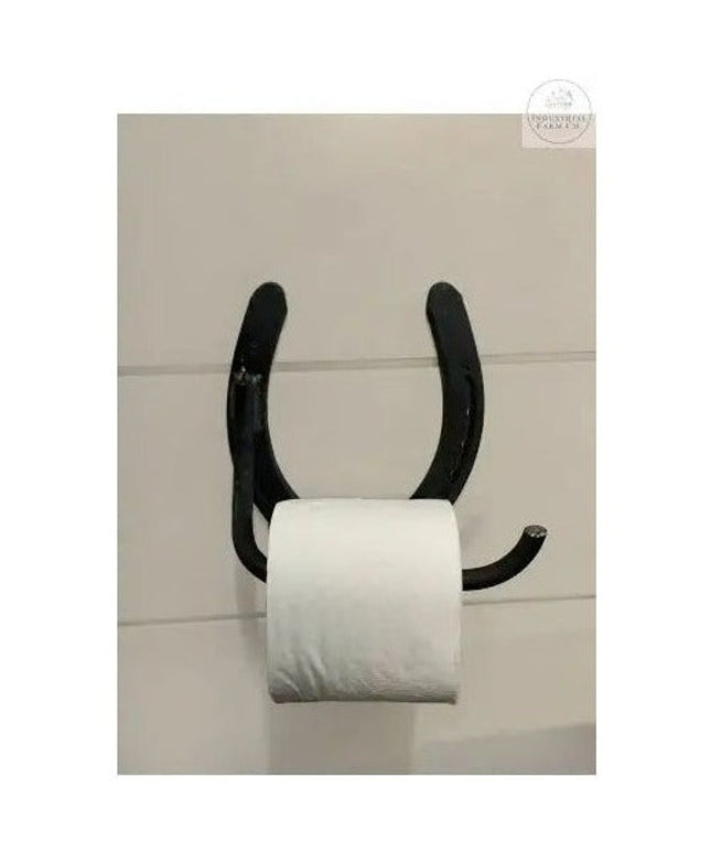 The Tierney Horseshoe Toilet Paper Holder  Open to Left Finish Clear Coat | Industrial Farm Co