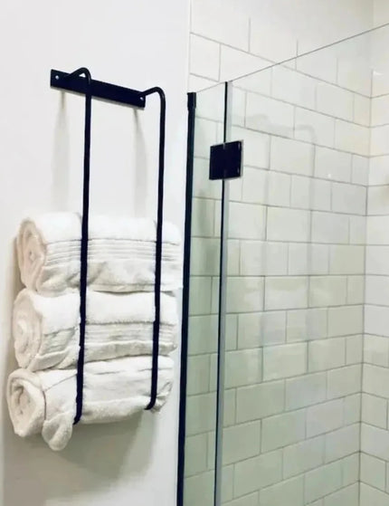 The Tyler Bathroom Towel Rack Towel Holder 12" Wall Mount Length Finish Black Powder Coat | Industrial Farm Co