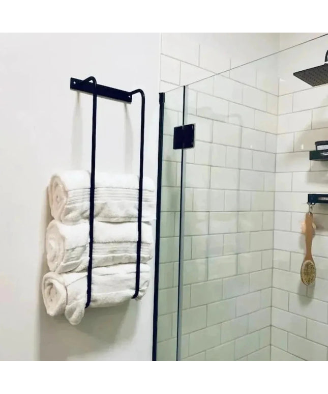 The Tyler Bathroom Towel Rack Towel Holder 12" Wall Mount Length Finish Black Powder Coat | Industrial Farm Co