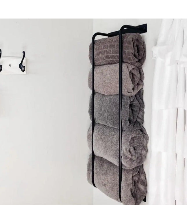 The Tyler Bathroom Towel Rack Towel Holder 18" Wall Mount Length Finish Black Powder Coat | Industrial Farm Co