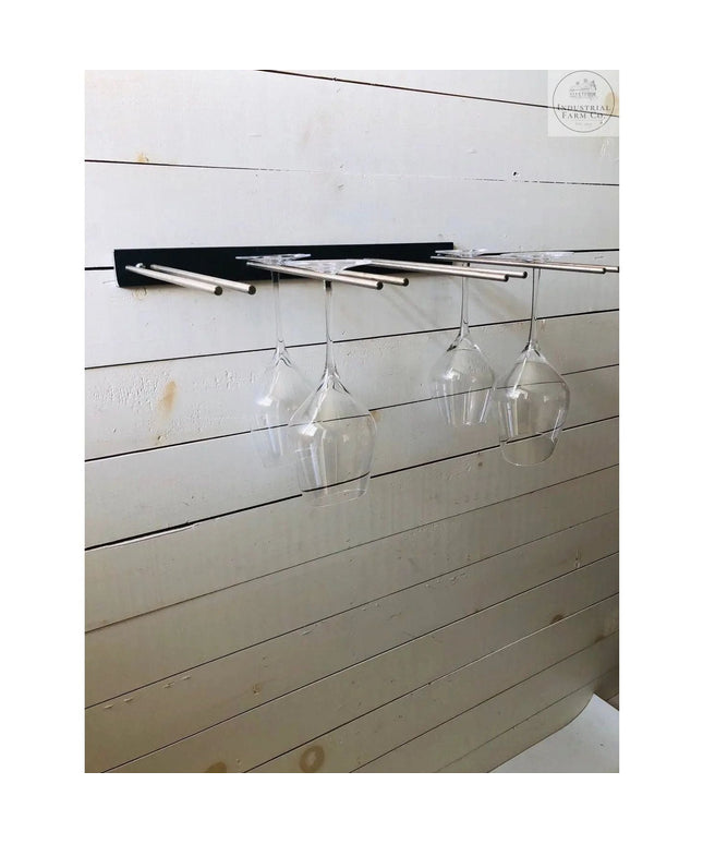 The White Plains Wine Glass Rack Wine Glass Rack Silver Powder Coat   | Industrial Farm Co