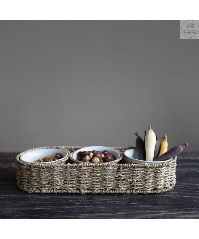 3 Bowl Woven Serving Basket  Default Title   | Industrial Farm Co