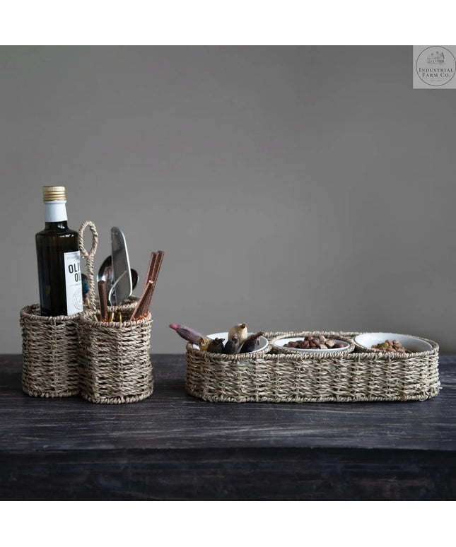 3 Bowl Woven Serving Basket     | Industrial Farm Co